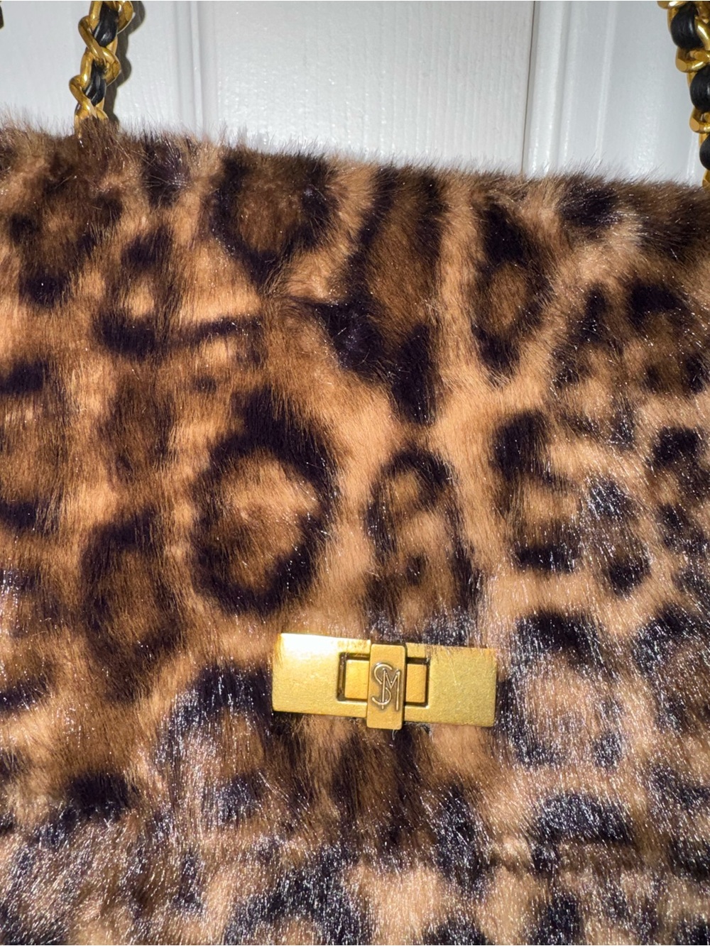 Steve Madden Leopard Print Faux Fur Shoulder Bag New with Tags - Picture 3 of 12